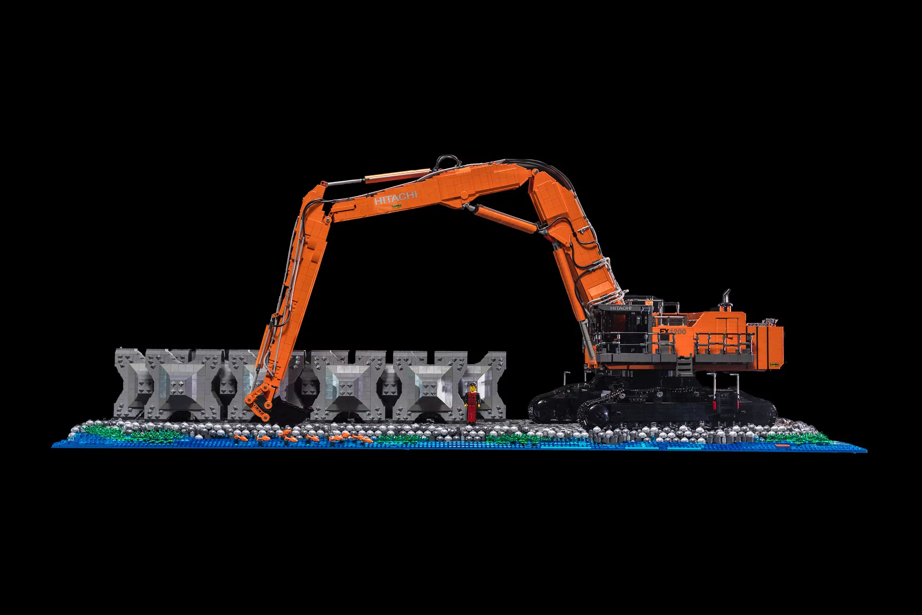 Lego® scale model EX1900 SL 40 meters and EX1200-7 with 2-piece boom