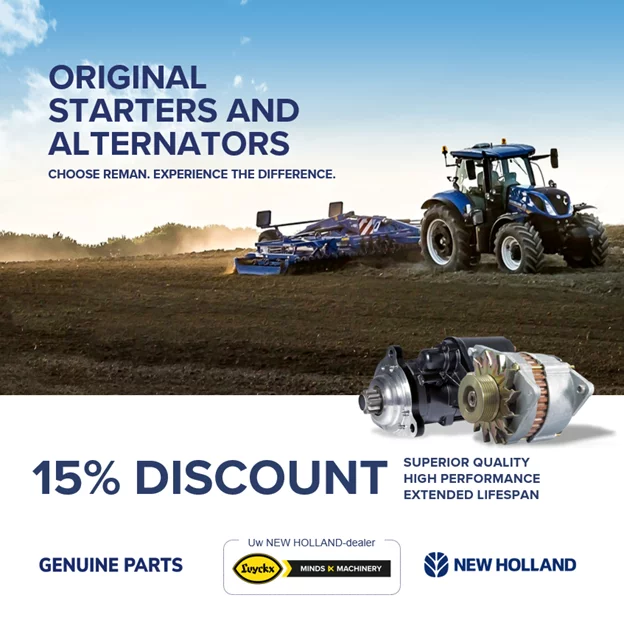 15 % discount on New Holland starters and alternators
