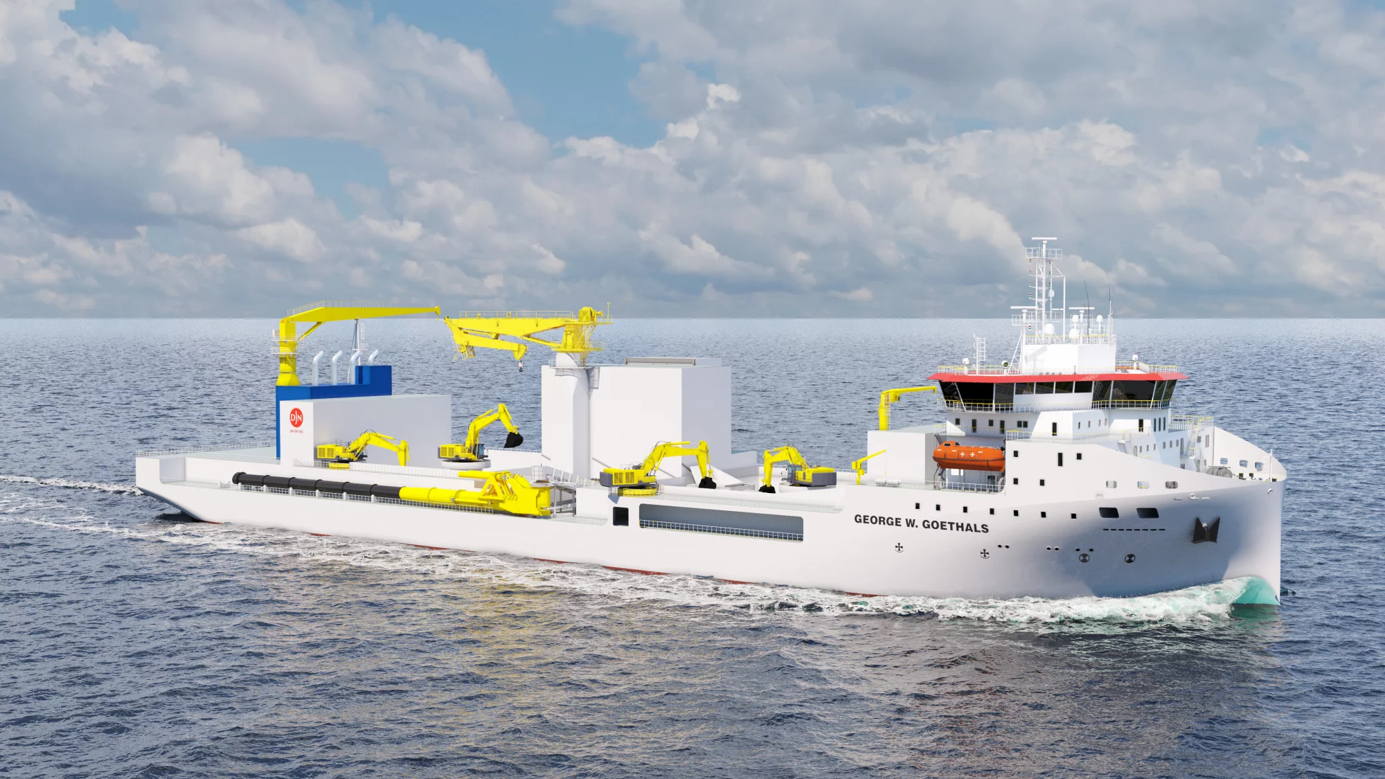Luyckx levert 4 Hitachi EX1200‑7 machines voor innovatief offshore schip van Jan De Nul