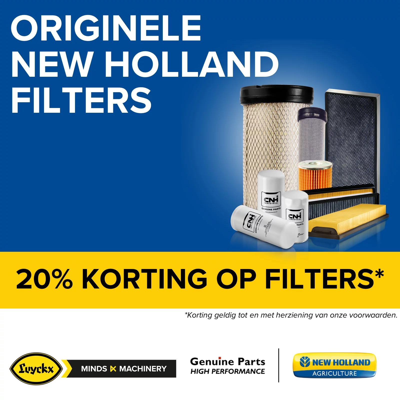 Profiteer van 20% korting op originele New Holland filters