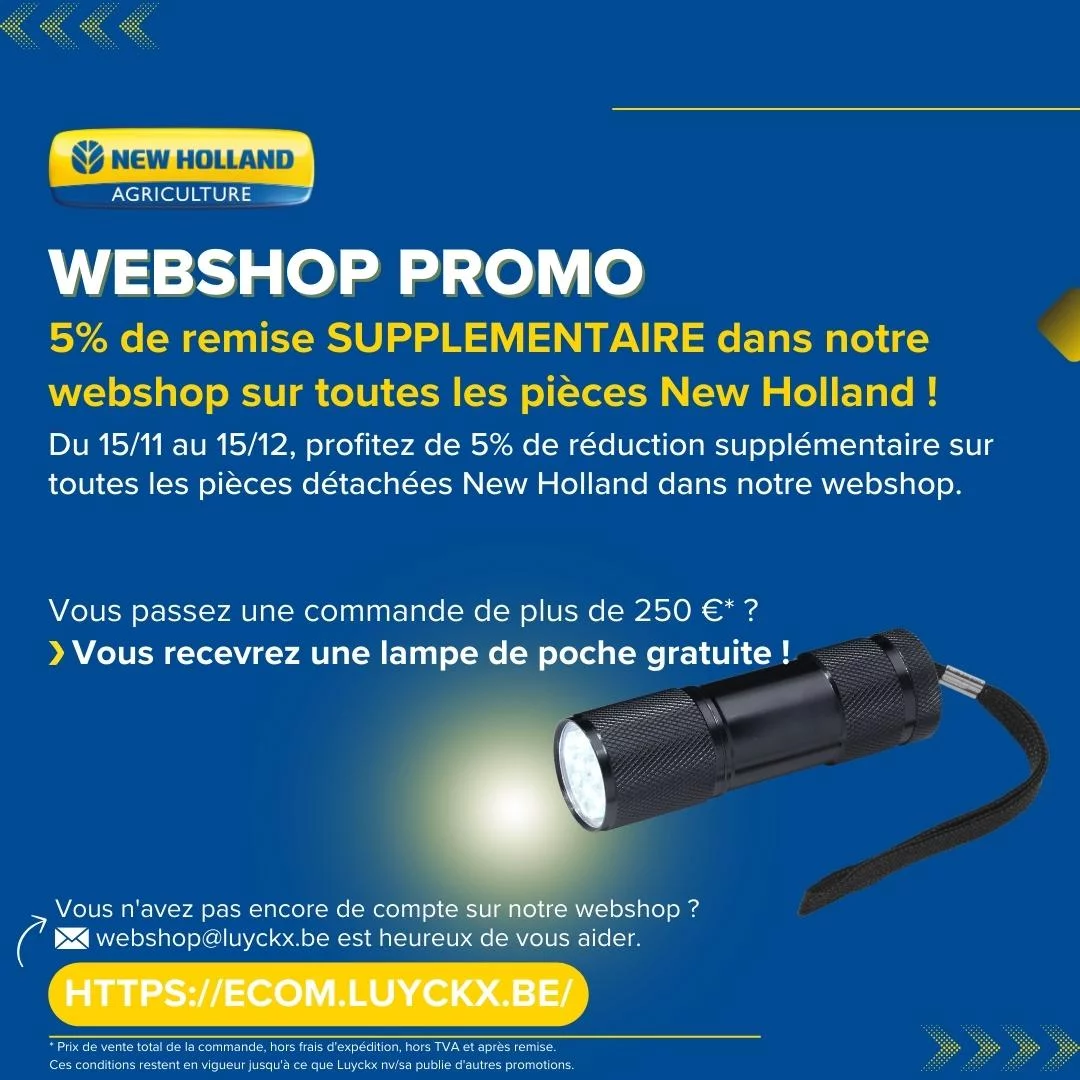 5% extra korting op New Holland onderdelen in webshop