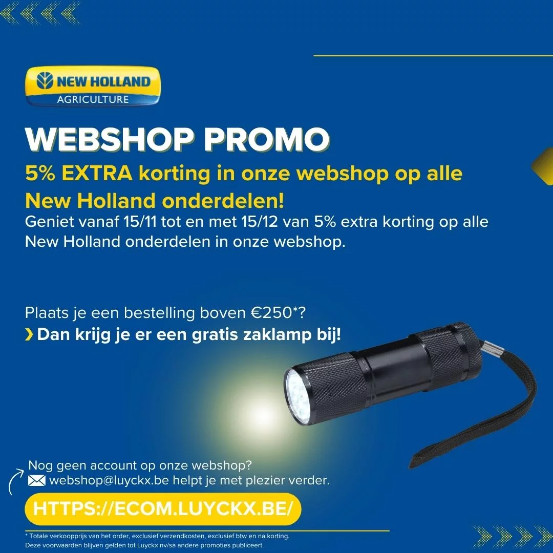 5% extra korting op New Holland onderdelen in webshop